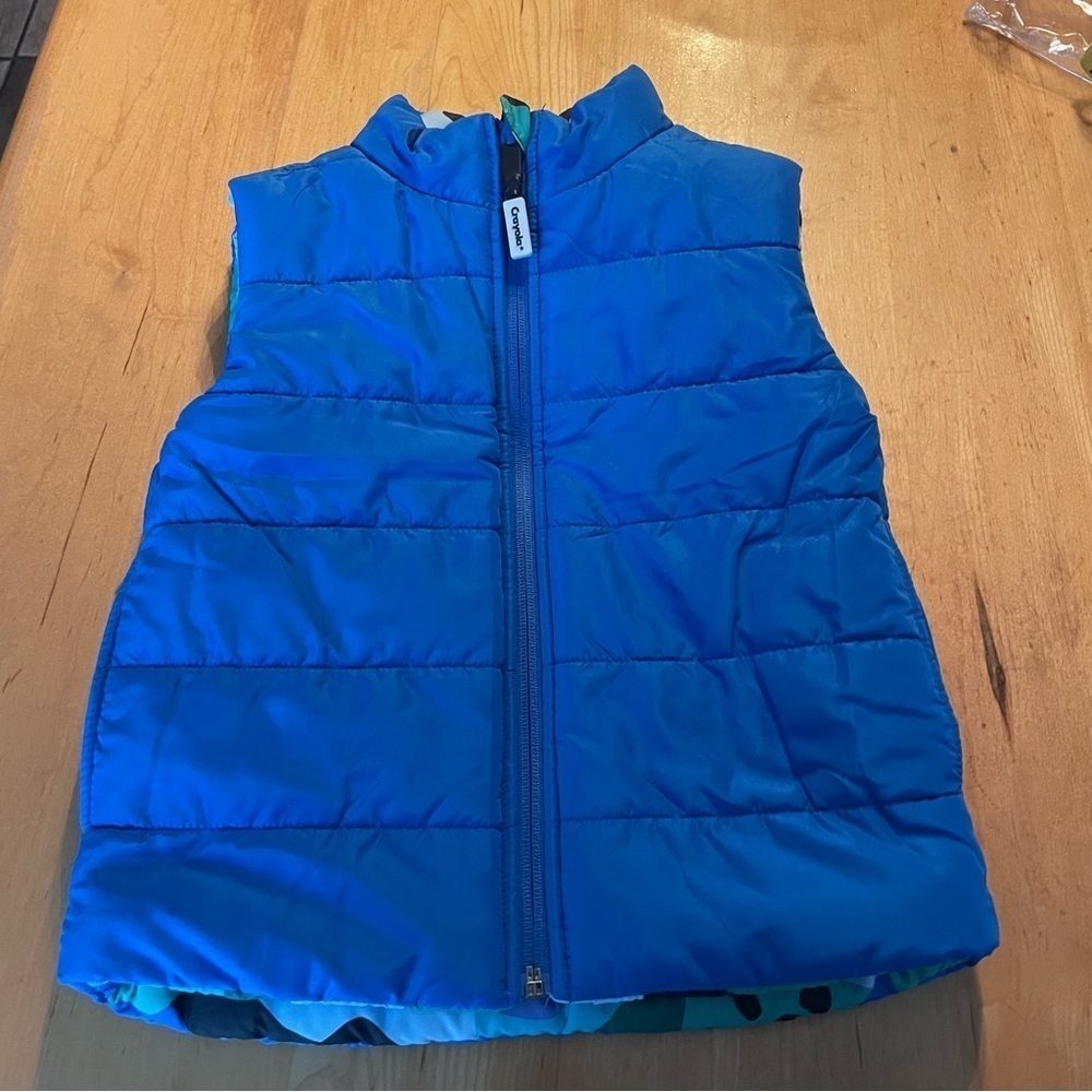 Crayola kids puff reversible vest multi and a solid blue - Picture 5 of 7